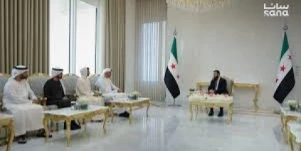 الرئيس الشرع يستقبل وفداً إماراتياً في قصر الشعب بدمشق