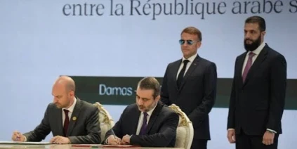 خلال زيارة الرئيس الفرنسي أيمانويل ماكرون توقيع اتفاقيات بيني سوريا وفرنسا