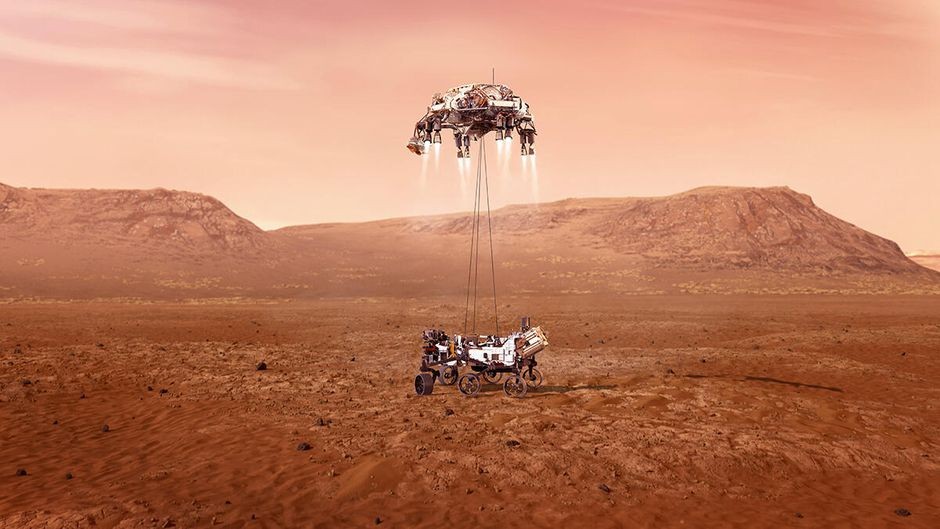 صورة تعبيرية لهبوط مركبة الفضاء «برسيفيرانس» على سطح المريخ