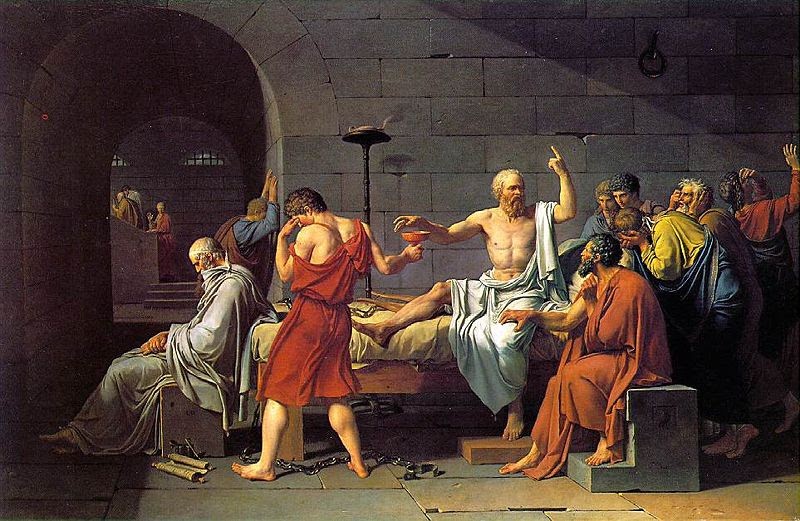 لوحة موت سقراط للفنان الفرنسي جاك لوي ديفيد (إنترنت)