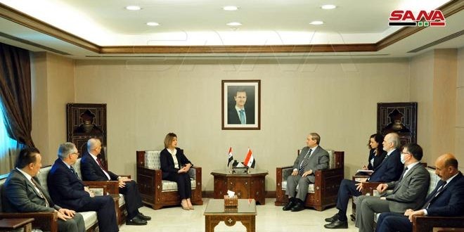 وزير خارجية النظام السوري فيصل المقداد مع وزير الهجرة والمهجرين العراقية إيفان فائق جابرو (سانا)