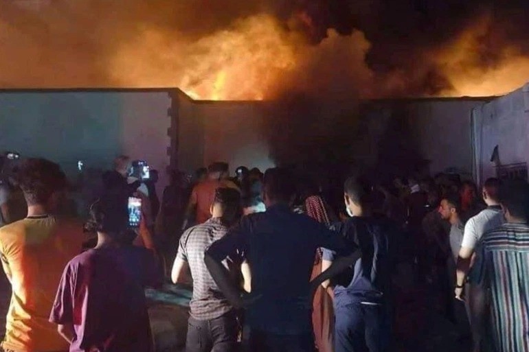 حريق بمركز عزل كورونا في الناصرية(متداول)