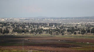 الحدود الإسرائيلية السورية من مرتفعات الجولان التي تحتلها إسرائيل