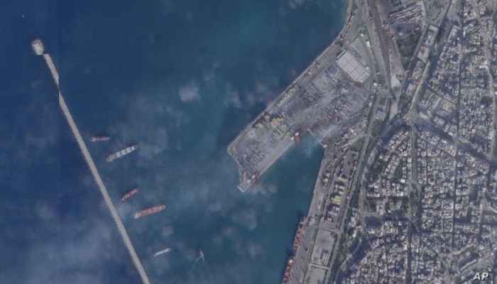 صورة عن الأقمار الصناعية للدمار في ميناء اللاذقية ـ وكالات