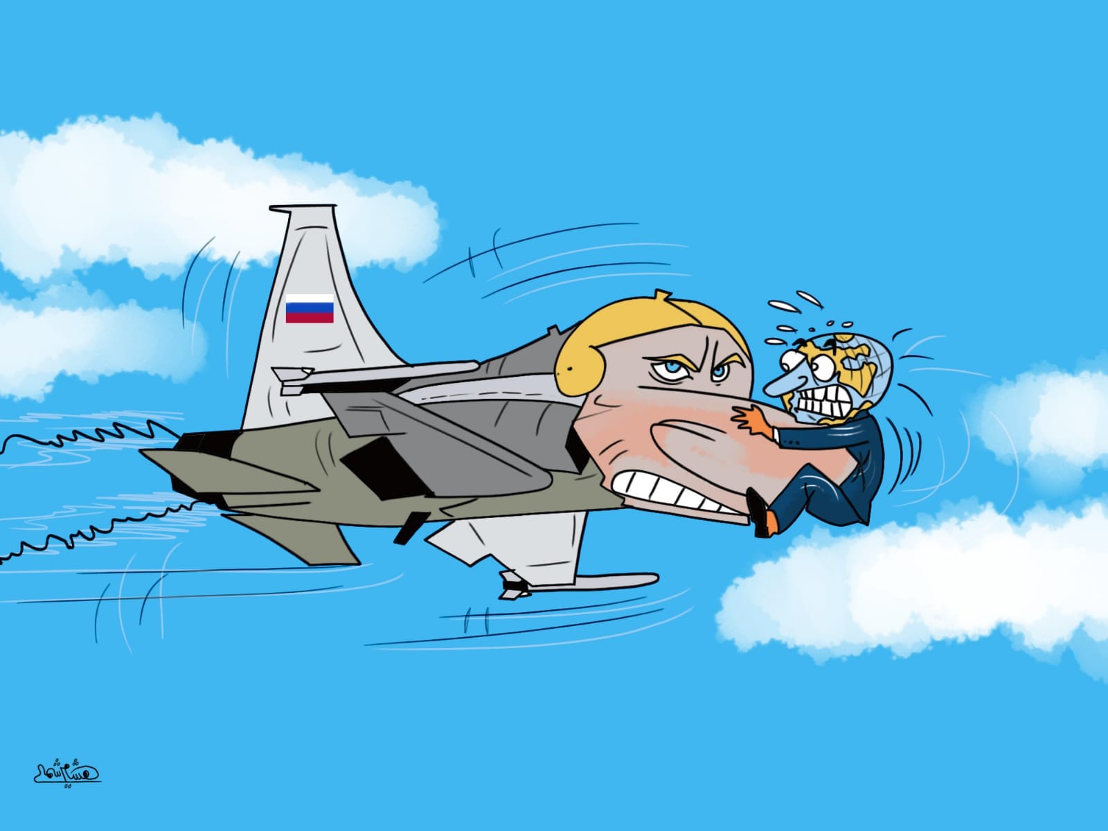 لوحة كاريكاتير بعنوان: الحرب الروسية الأوكرانية (خاص السوري اليوم)