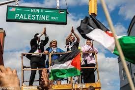 رفع الستار عن إشارة شارع فلسطين في باترسون نيوجرسي