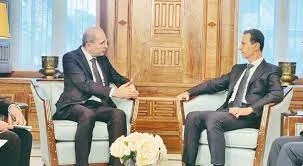 وزير خارجية الأردن  أيمن الصفدي ورئيس النظام السوري بشار الأسد