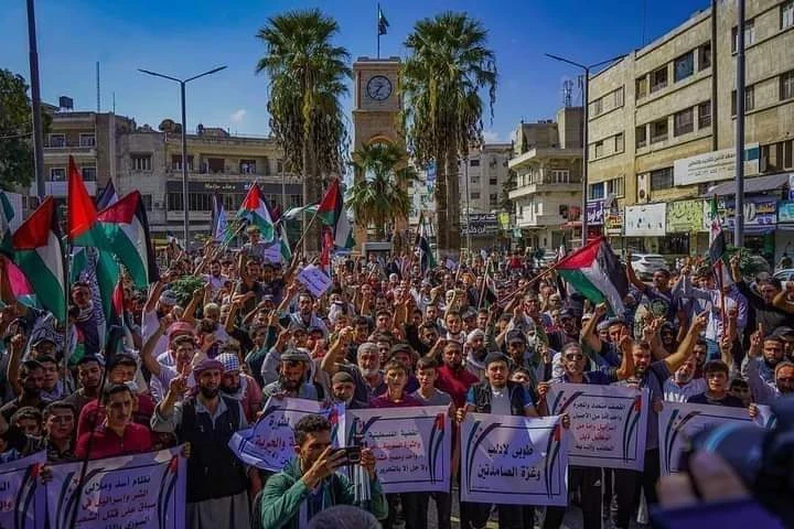 مظاهرة في ادلب دعماً لغزة
