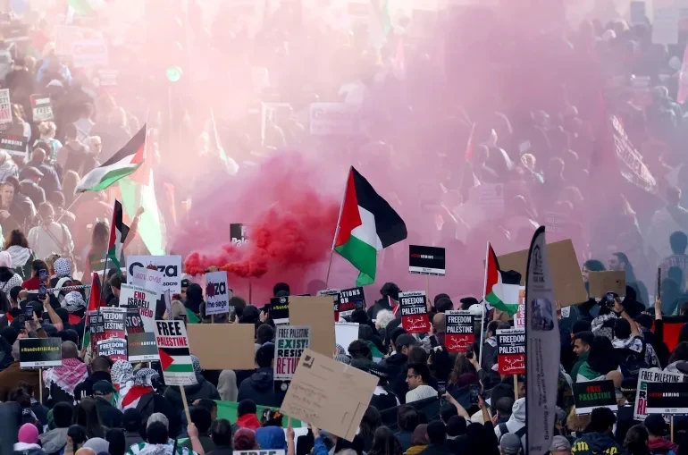 مظاهرات في لندن تضامناً مع غزة
