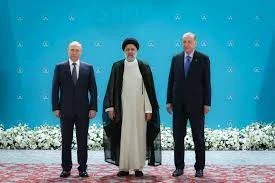 الرؤساء التركي رجب طيب أوردغان،والإيراني وأبراهيم رئيسي والروسي فلاديمير بوتين