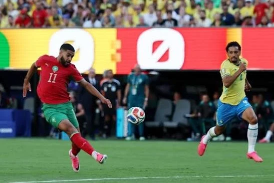 لقطة من مباراة المغرب مع البرازيل