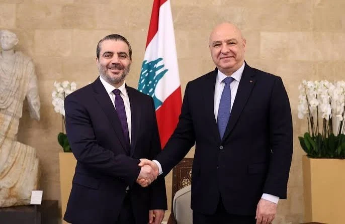 الرئيس اللبناني جوزيف عون ووزير الخارجية السورية أسعد الشيباني