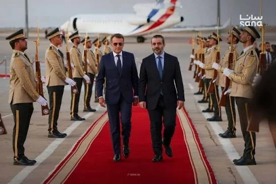 وزير الخارجية السوري أسعد الشيباني يستقبل الرئيس الفرنسي إيمانويل ماكرون