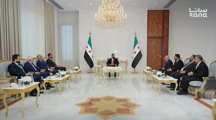 الرئيس الشرع في لقائه مع الوفد الليبي