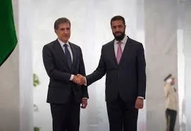 الرئيس أحمد الشرع ورئيس اقليم كردستان العراق نيجيرفان برزاني