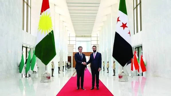 الرئيس أحمد الشرع مع رئيس كردستان العراق نيجيرفان برزاني