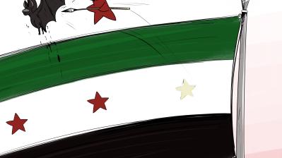كريكاتير للفنان عبد المهيمن  البدوي.. علم الثورة السورية