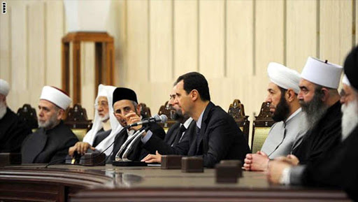 رجال دين في سوريا بجانب بشار الأسد(انترنت)