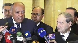 وزير الخارجية المصري سامح شكري، ووزير خارجية النظام فيصل المقداد