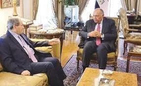 وزير الخارجية المصري سامح شكري ووزير النظام السوري فيصل المقداد